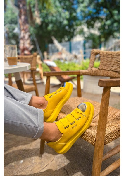 J251 Mirror Ortopedik Taban Günlük Cilt Erkek Sneaker Spor Ayakkabı Cst Sarı modelleri