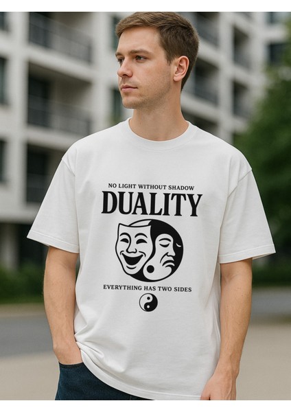Dualıty Baskılı Oversize Unisex T-Shirt %100 Pamuk