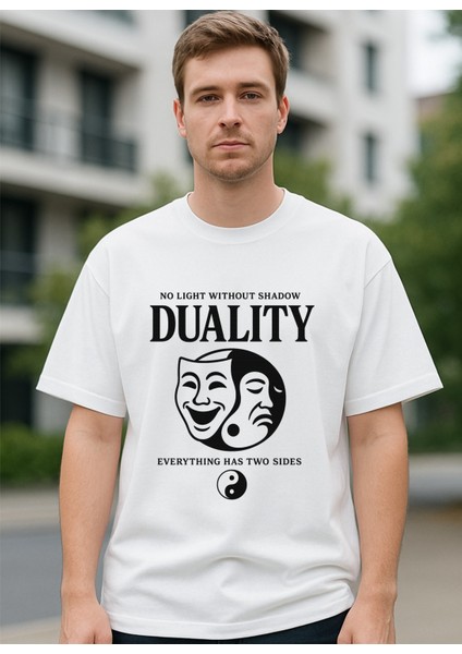Dualıty Baskılı Oversize Unisex T-Shirt %100 Pamuk fiyatları