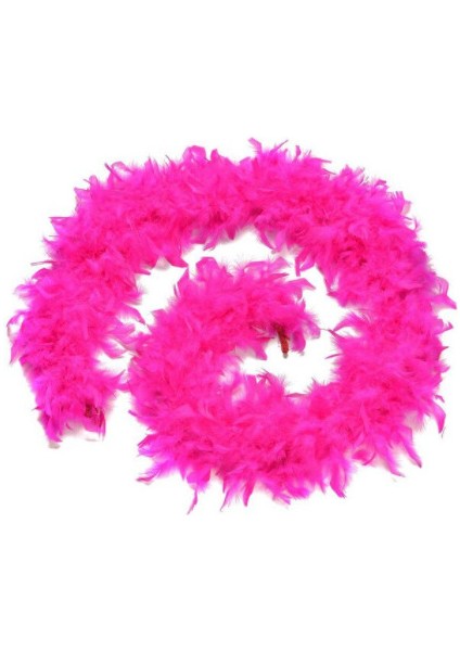 Fuşya Renk Kabarık Tüylü Otriş Boa Gerçek Tüy Dekorasyon