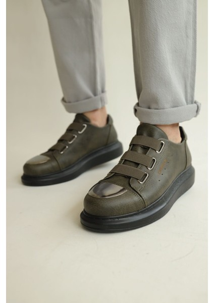 J251 Mirror Ortopedik Taban Günlük Cilt Erkek Sneaker Spor Ayakkabı Cst Haki