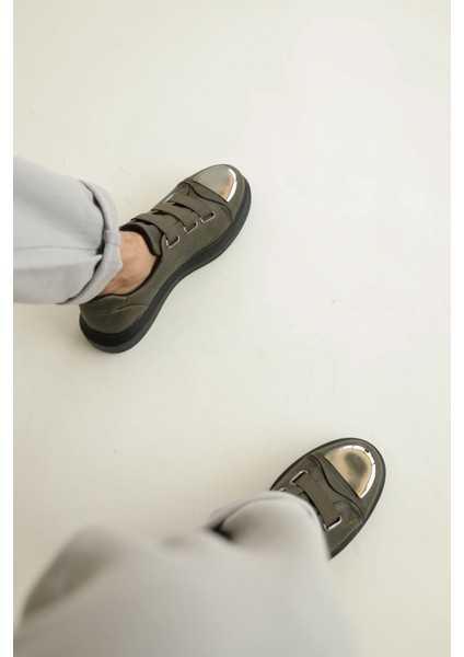 J251 Mirror Ortopedik Taban Günlük Cilt Erkek Sneaker Spor Ayakkabı Cst Haki modelleri