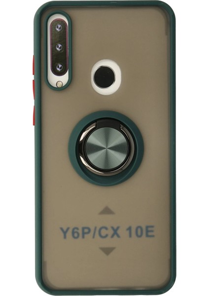Huawei Y6P Kılıf Montreal Yüzüklü Silikon Kapak - Yeşil Svlrs
