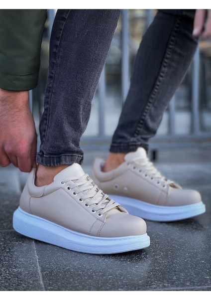J257 Estrella Ortopedik Taban Günlük Cilt Erkek Sneaker Spor Ayakkabı Cbt Krem modelleri