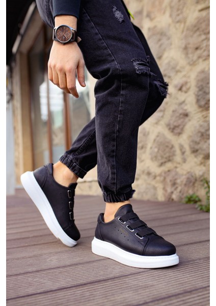 J253 Mirror Non Ortopedik Taban Günlük Cilt Erkek Sneaker Spor Ayakkabı Cbt Siyah modelleri