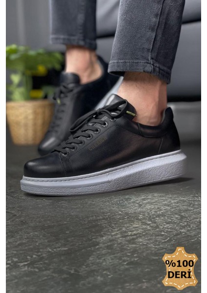 J257 Estrella Ortopedik Taban Günlük Hakiki Cilt Deri Erkek Sneaker Spor Ayakkabı Cbt Siyah