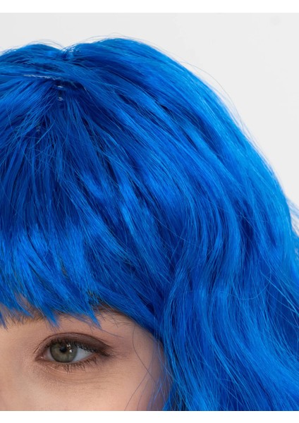 Mavi Renk Uzun Dalgalı Parti Peruğu fırsatları
