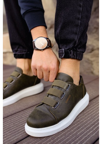 J253 Mirror Non Ortopedik Taban Günlük Cilt Erkek Sneaker Spor Ayakkabı Cbt Haki