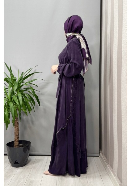 Nakış ve Fermuar Detaylı Cupra Ipek Elbise Mor 37800 fiyatları