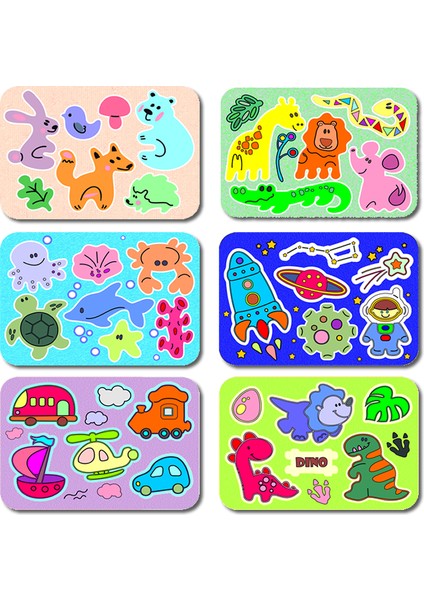 6'lı Set Ahşap Karakter Puzzle 6 Farklı Model. Ahşap Kesim 6'lı Set Her Biri 13,5 x 20 cm