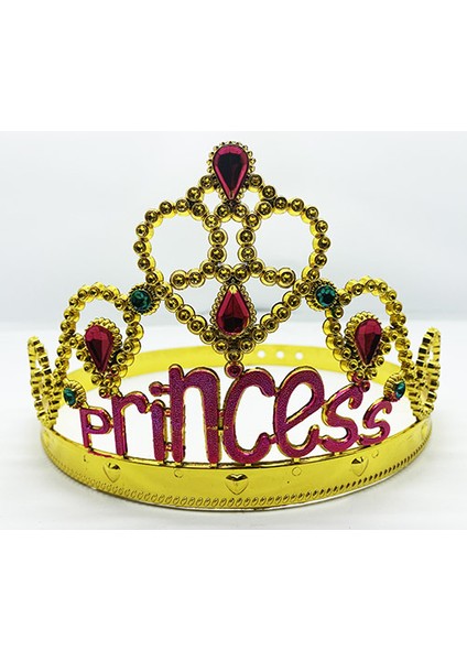 Prenses Yazılı Altın Renk Ayarlanabilir Parti Tacı 60 cm fiyatları