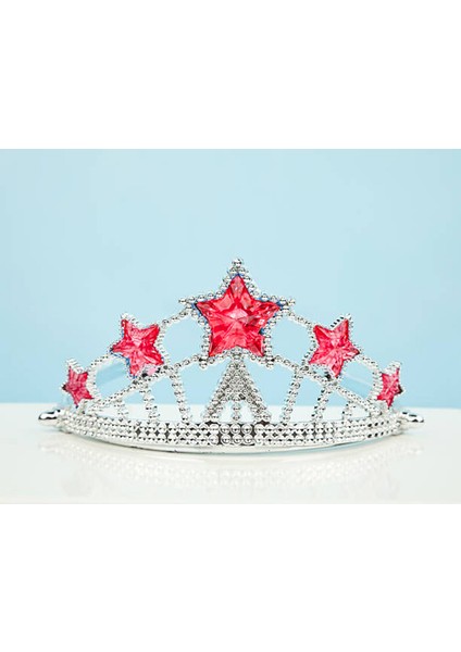 Kırmızı Yıldız Taşlı Plastik Elsa Tacı Çocuk Boy