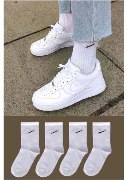Multiçorap 5 Çift Beyaz Esnek Yumuşak Pamuklu Erkek Kadın Tenis Çorabı