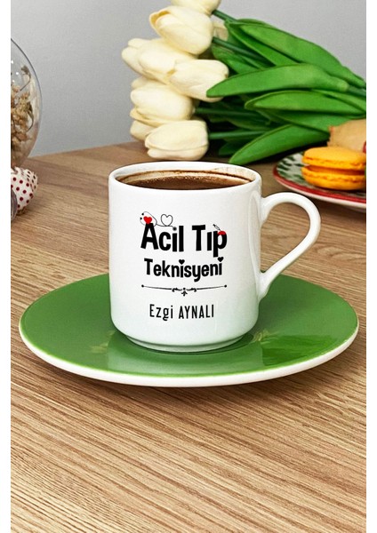 Kişiye Özel Acil Tıp Teknisyeni Yeşil Kahve Fincanı Tıp Bayramı Hediyesi