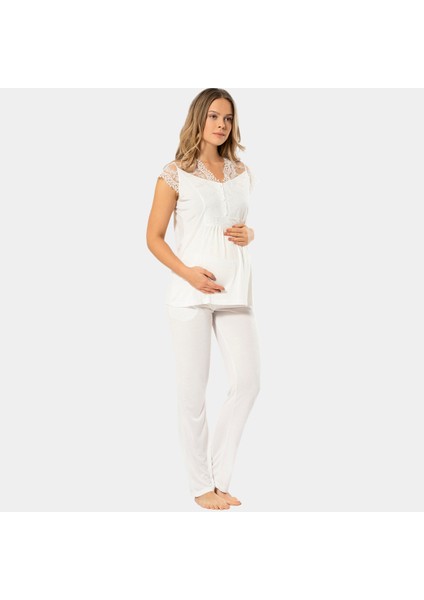 Kadın Lohusa Pijama Takımı 3294/KREM