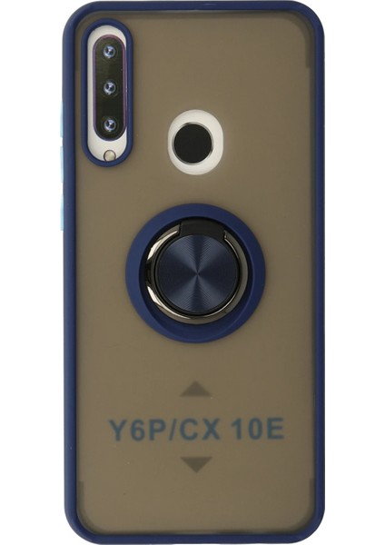 Huawei Y6P Kılıf Montreal Yüzüklü Silikon Kapak - Lacivert Svlrs