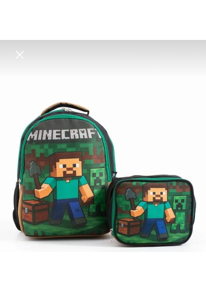 Minecraft Baskılı Erkek Sırt Okul Çantası-2'li Set (Yeni Sezon)