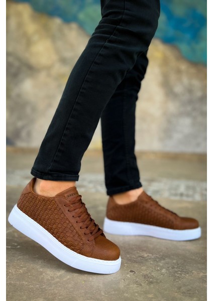 J203 Maglieria Ortopedik Taban Günlük Cilt Erkek Sneaker Spor Ayakkabı Cbt Taba