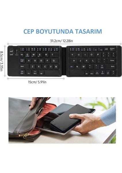 Katlanabilir Kablosuz Bluetooth Klavye Hafif Ergonomik 30 Gün Pil Ömrü Telefon Tablet Pc Uyumlu indirimleri