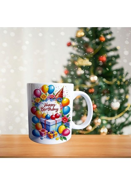 Zürafanın Doğum Günü Kutlaması - Komik Hayvan Figürlü - Happy Birthday Temalı Porselen Kupa fiyatları