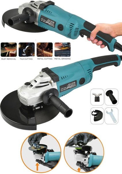 Otomatik Taşlama Makinesi, Bakır Sargı, 230 Mm, 2000 W, Dayanıklı ve Güçlü.