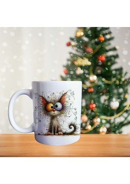 Umrumda Değilsin - Trip Sözler - Şaşkın Kedi Temalı Porselen Kupa