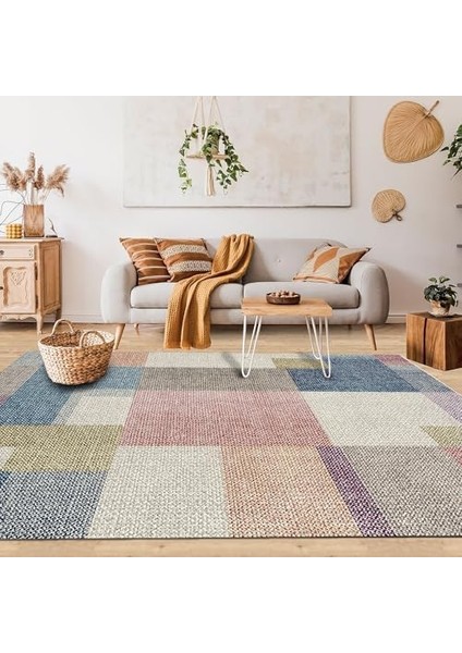 Dizayn Anika Desenli Pamuk Tabanlı Yıkanabilen Kaydırmaz Antibakteriyel Salon Halısı 80X150 fiyatları