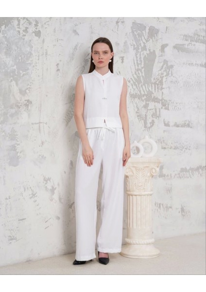 Broşlu Yelek Pantolon Takım Beyaz S255821 fiyatları