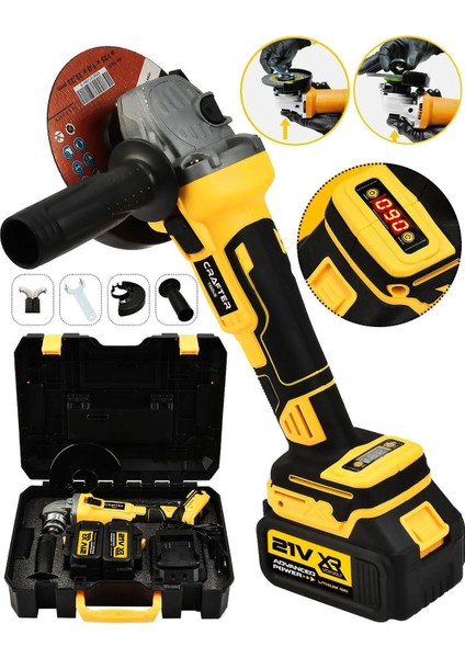 Çift Akülü Dijital Ekranlı 125MM Şarjlı Taşlama Aleti