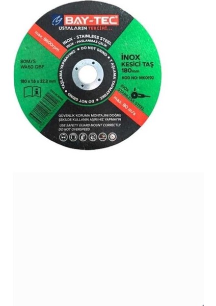 Taşlama Makinesi 180 mm Inox Kesici Taş ile Güçlü ve Dayanıklı Performans