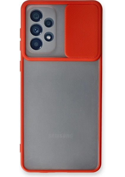 Samsung Galaxy A53 5g Kılıf Palm Buzlu Kamera Sürgülü Silikon - Kırmızı Svlrs