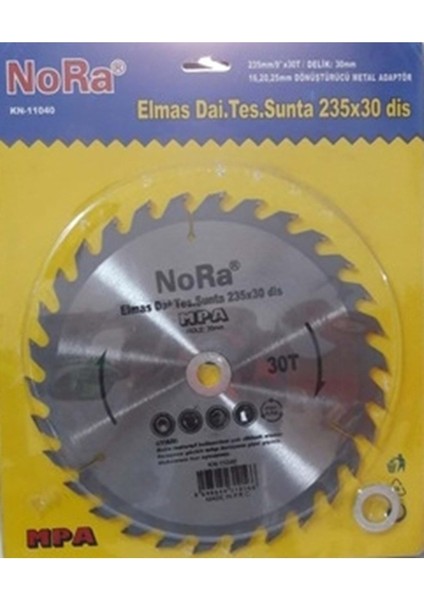 Ahşap Daire Testere 235 Mm, 30 T, 30-25-16 Mm, 30 Diş, Dayanıklı ve Kullanışlı