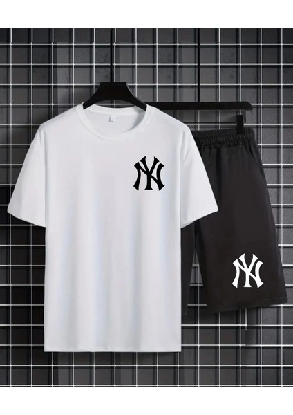Ny Baskılı Unisex Yazlık Ikili Spor Takım - Tişört ve Şort