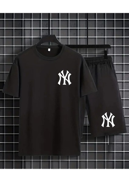 Ny Baskılı Unisex Yazlık Ikili Spor Takım - Tişört ve Şort