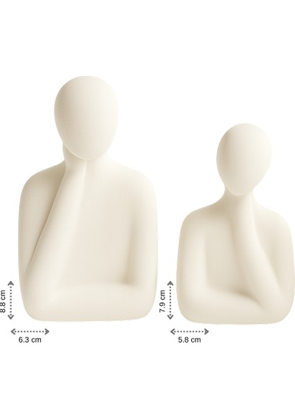 Soyut Figürlü Kalp Temalı Dekoratif Set – 4 Parça – Beyaz
