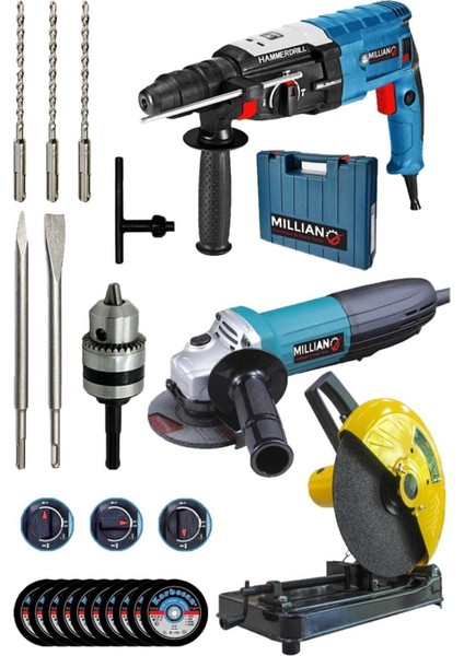 Bakır Sargılı Profil Metal Kesme ve Spiral Taşlama Seti, 28 mm Kırıcı Delici