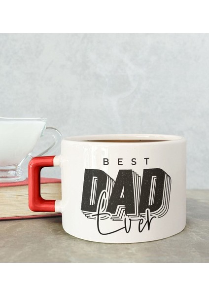 Özel Tasarımlı Kırmızı Kulplu Çay ve Kahve Fincanı, 3'lü Set