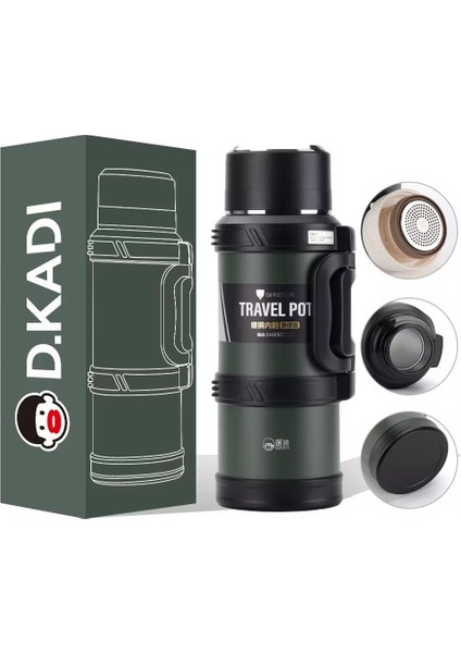 New Paslanmaz Çelik 2 Litre Termos 24 Saat Sıcak Soğuk Tutma Renkler Siyah-Yeşil fiyatları
