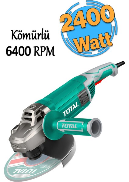 Elektrikli Taşlama Makinesi 2400W 6400RPM M14 230MM Disk, Güçlü ve Dayanıklı