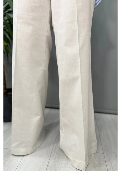 Bol Paça Kot Pantolon Beyaz 37101 fiyatları