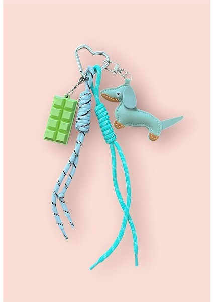 Çikolatalı Çanta Charm Çikolata ve Köpek Detaylı Çanta Charm Çanta Süsü