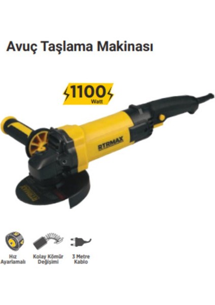 Devir Ayarlı Profesyonel Taşlama Makinesi, 1100 W Güç ile Güçlü Performans