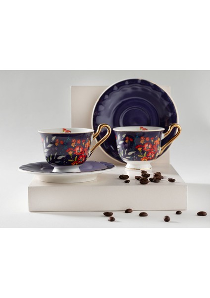 Lacivert 4'lü Kahve Fincan Takımı, Şık ve Zarif Tasarım, Keyifli Anlar Için Ideal