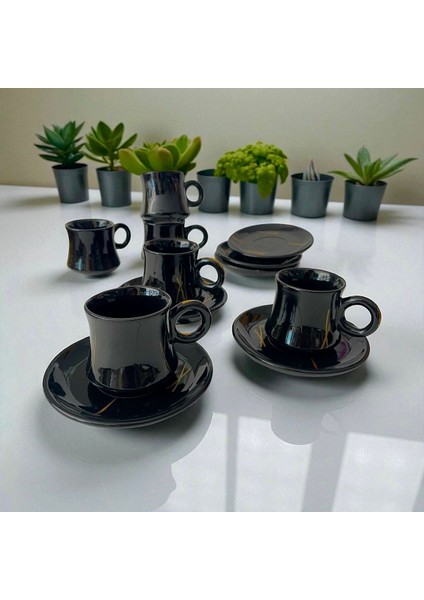 6 Kişilik Yuvarlak Tabaklı Klasik Set, Siyah, Şık ve Zarif Tasarım fırsatları