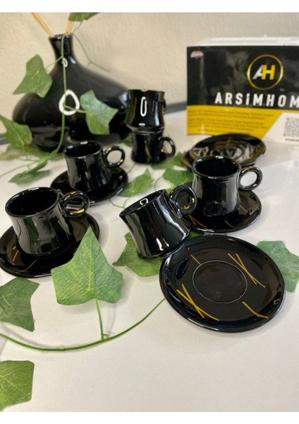 6 Kişilik Yuvarlak Tabaklı Klasik Set, Siyah, Şık ve Zarif Tasarım indirimleri