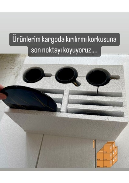 6 Kişilik Yuvarlak Tabaklı Klasik Set, Siyah, Şık ve Zarif Tasarım