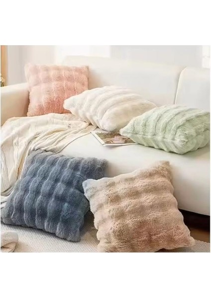 Krem Renk Tavşan Kürklü Peluş Kırlent – 40X40 cm Yumuşak Dokulu Dekoratif Yastık indirimleri