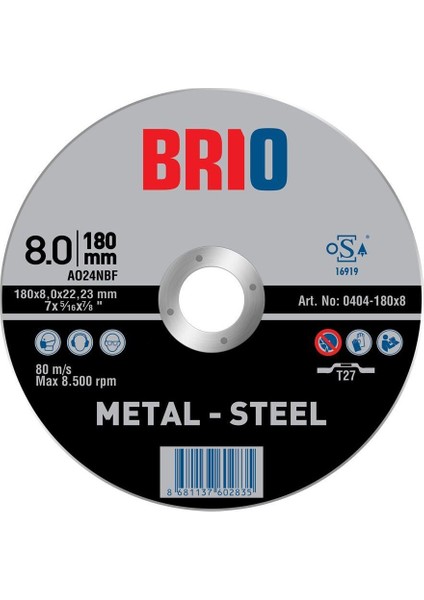 180X8.5 mm Taşlama Taşı Seti, Dayanıklı ve Yüksek Performanslı Kullanım Için