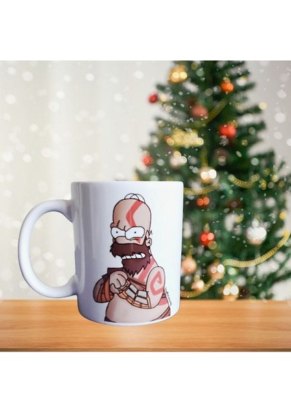 The God Of War - Simpson Cratos - Play Station Oyun Temalı Porselen Kupa