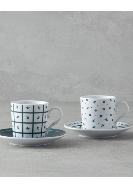 Yeşil ve Bordo 4'lü Kahve Fincan Takımı, Şık ve Kullanışlı Tasarım